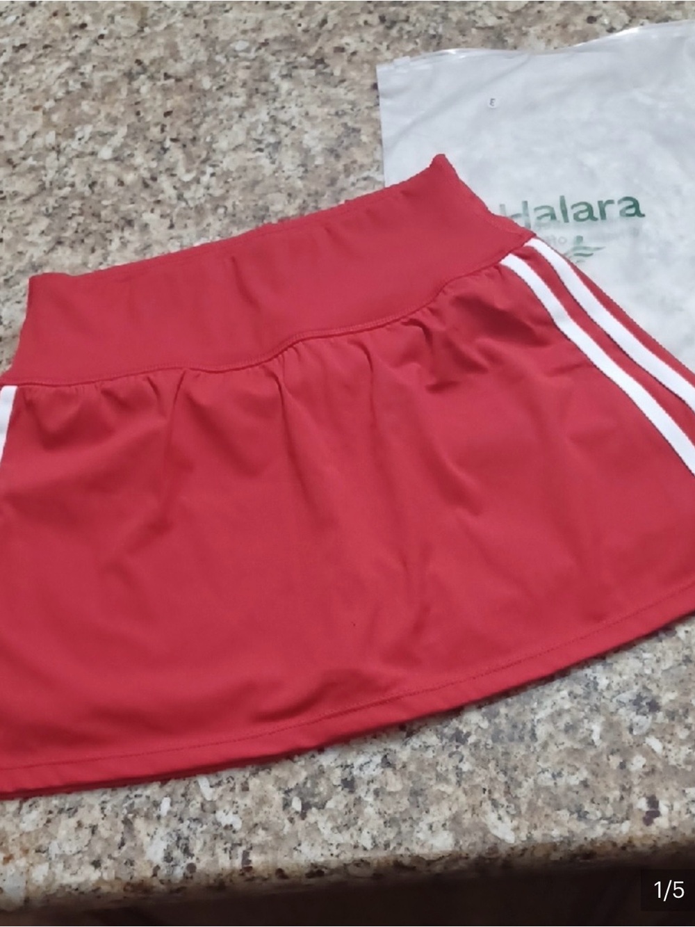 HALARA Red Active Skort with White Side Stripes